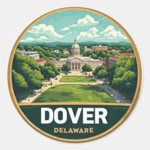 Pegatina Redonda Dover Delaware Viajes Históricos Costeros