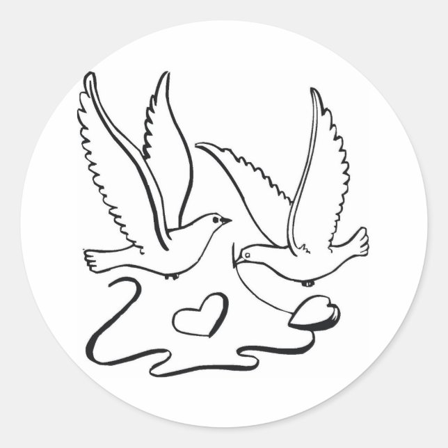 Pegatina Redonda Doves de la ceremonia boda (Anverso)