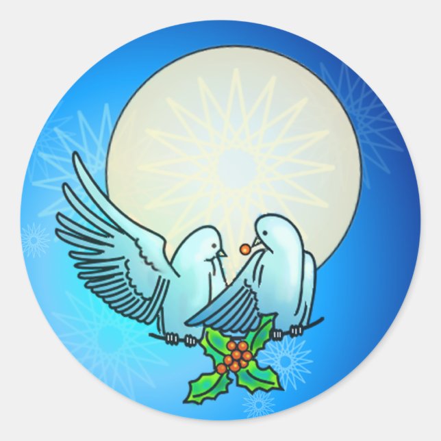 Pegatina Redonda DOVES & HOLLY de SHARON SHARPE (Anverso)