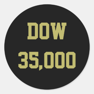 Pegatina Redonda Dow 35000 Celebración del Mercado de Valores Clási