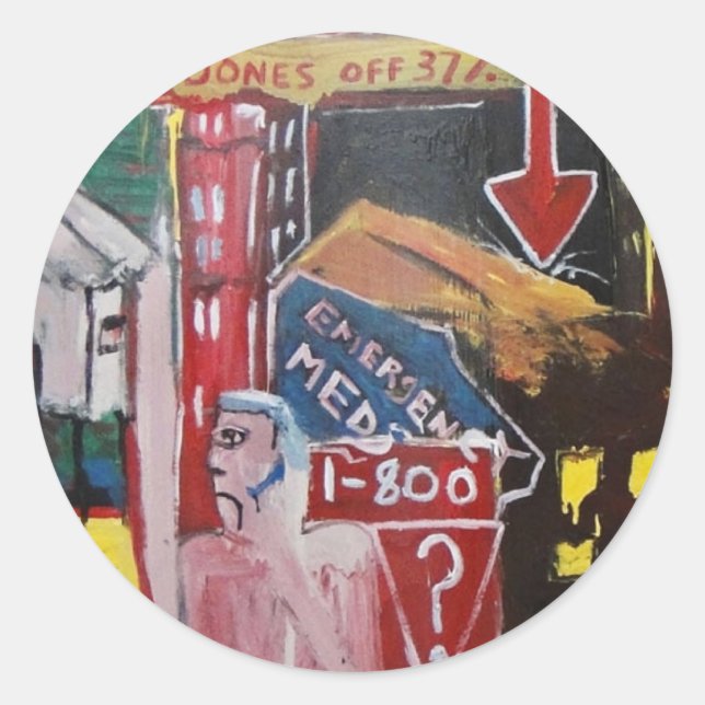 PEGATINA REDONDA DOW JONES OFF (Anverso)