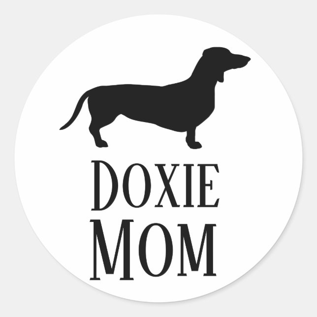 Pegatina Redonda Doxie Mom (Anverso)