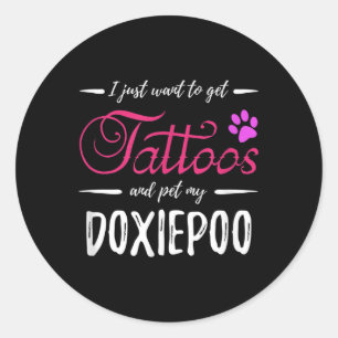 Pegatina Redonda Doxiepoo Perro amante Tattoo Divertido perro Mamá