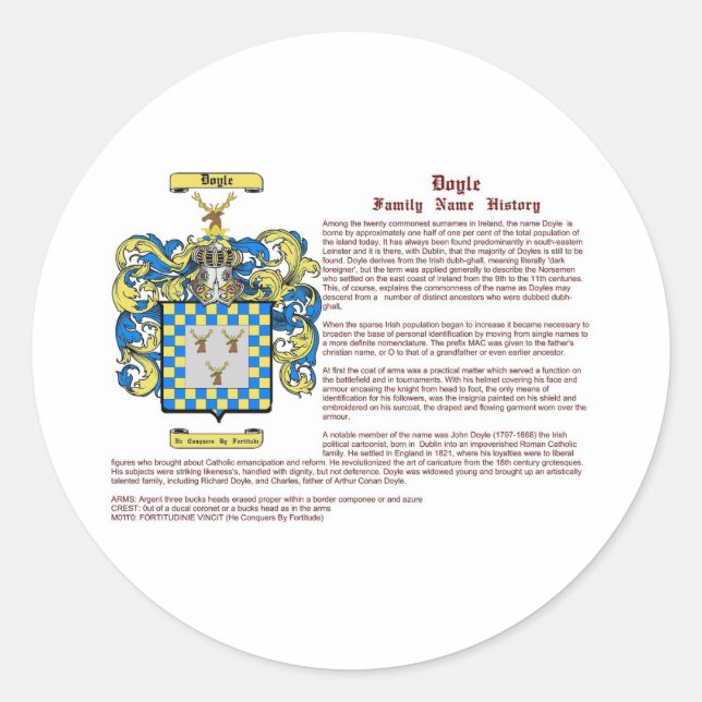 Pegatina Redonda Doyle (historia) (Anverso)