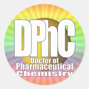 Pegatina Redonda DPhC LOGO Médica de Química Farmacéutica