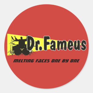 Pegatina Redonda dr.fameus photoshoped claramente, derritiendo las