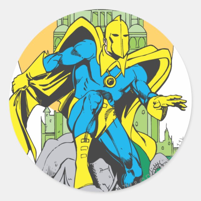 Pegatina Redonda Dr. Fate y Torre Invisible (Anverso)