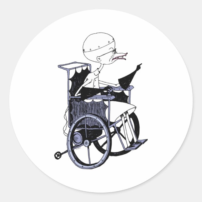 Pegatina Redonda Dr Finkelstein Mad Scientist Baby  (Anverso)