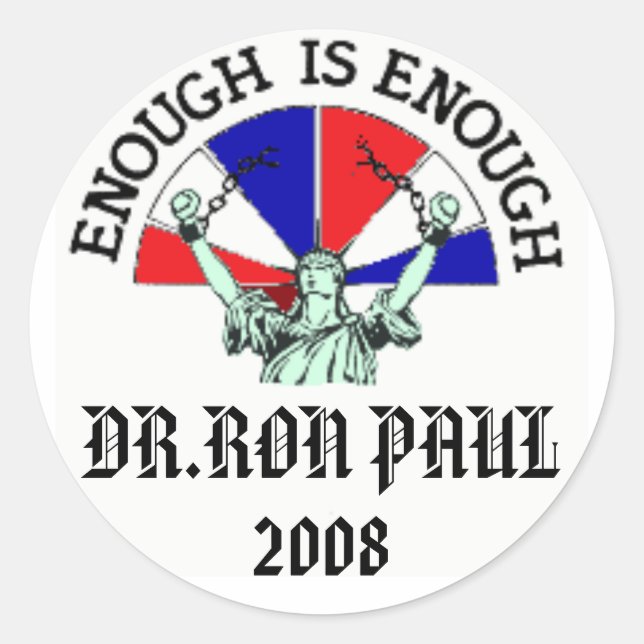 PEGATINA REDONDA DR. RON PAUL, 2008 (Anverso)