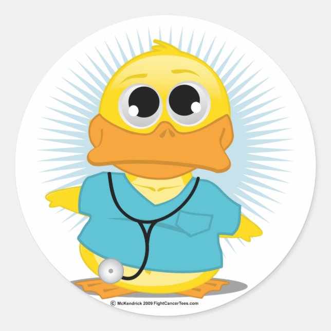 Pegatina Redonda Dr. Scrubs Duck (Anverso)