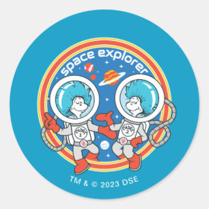 Pegatina Redonda Dr. Seuss   Cadet One Cadet Two Space Explorer