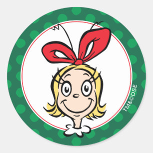 Pegatina Redonda Dr. Seuss   Cindy-Lou que es agradable