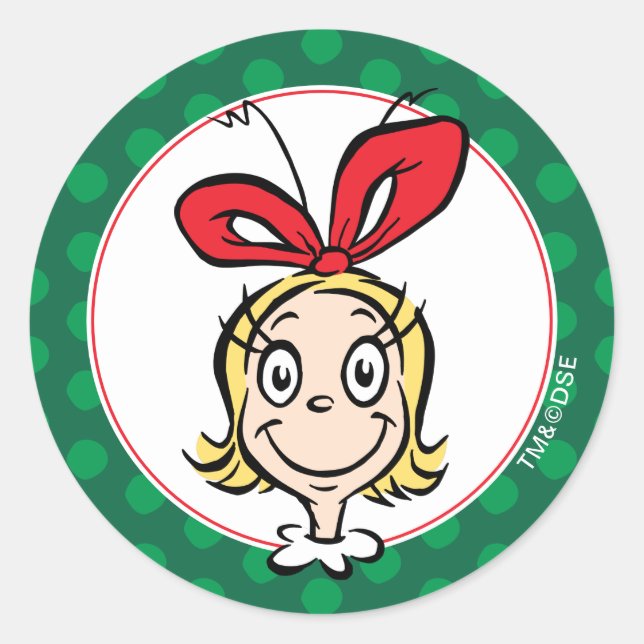 Pegatina Redonda Dr. Seuss | Cindy-Lou Quién es Amable (Anverso)