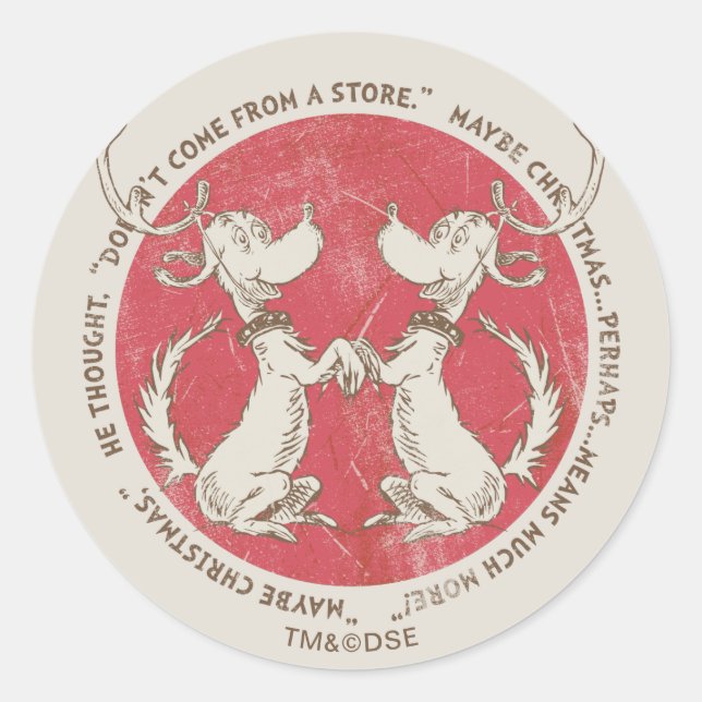 Pegatina Redonda Dr. Seuss | Grinch | Máx. - Cita de Navidades (Anverso)