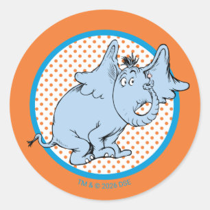 Pegatina Redonda Dr. Seuss Horton Hears A Who Lunares Naranjas