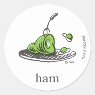 Pegatina Redonda Dr. Seuss   Huevos verdes con jamón