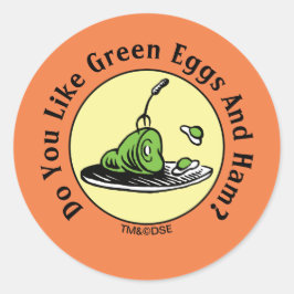 Pegatina Redonda Dr. Seuss | Icono de Huevos Verdes con Jamón