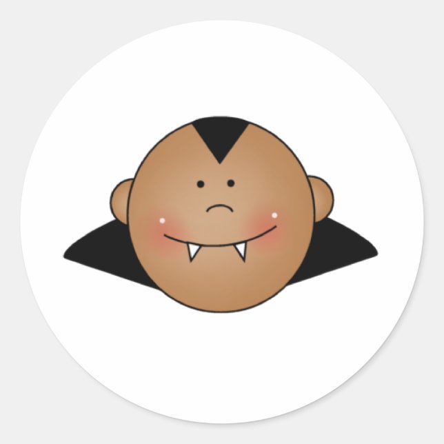 Pegatina Redonda Drácula de Personalizable afroamericano (Anverso)