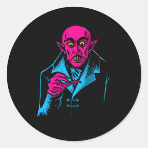 Pegatina Redonda Drácula de terror de vampiro de Nosferatu Hallowee