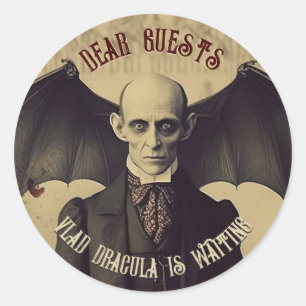 Pegatina Redonda Drácula de vampiro Halloween