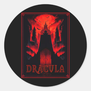 Pegatina Redonda Dracula Gothic Horror Vampire Art -halloween Vampi