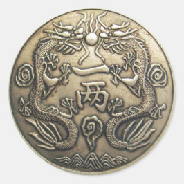 Pegatina Redonda Dragón antiguo