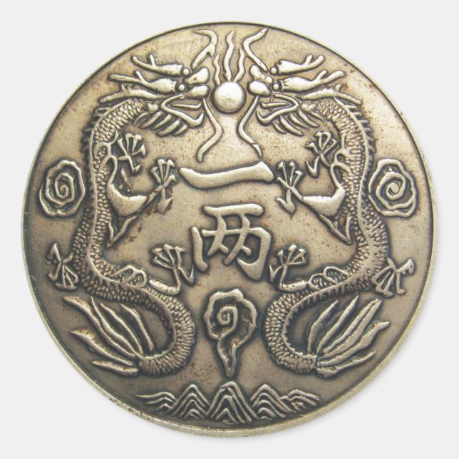 Pegatina Redonda Dragón antiguo (Anverso)