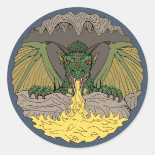 Pegatina Redonda Dragón cavernoso 2016