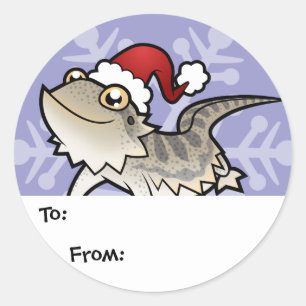 Pegatina Redonda Dragón con barba para navidades / Dragón Rankins