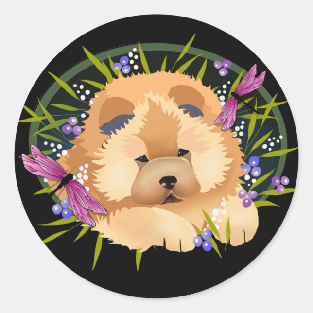 Pegatina Redonda DRAGON DANCE - choose size - Round Sticker (Anverso)