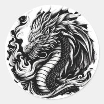Dragón de fantasía negro/blanco