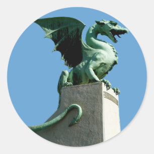 Pegatina Redonda Dragón de Ljubljana