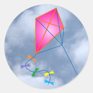 Pegatina Redonda Dragón de papel kite