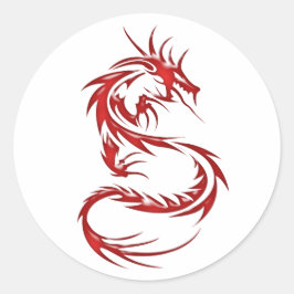 Pegatina Redonda Dragón del tatuaje rojo