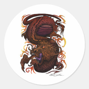 Pegatina Redonda Dragón (Diseño de firma)
