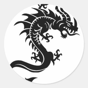 Pegatina Redonda Dragón, Dragon
