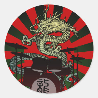 Pegatina Redonda Dragon Drum 2