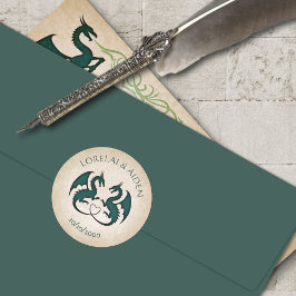 Pegatina Redonda Dragon Gamer Fantasy