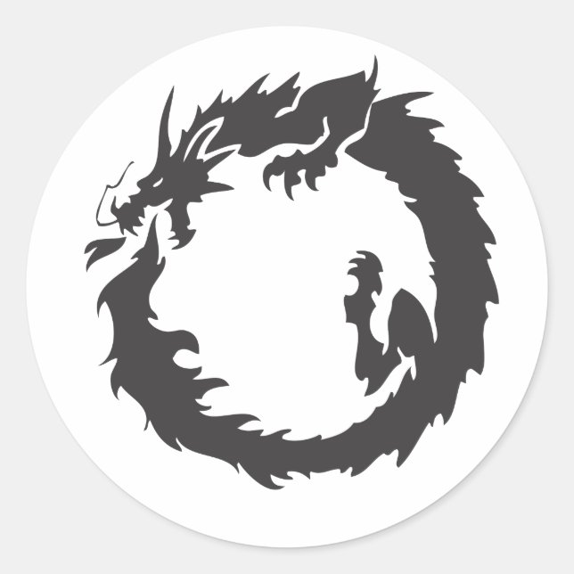 Pegatina Redonda Dragón infinito (Anverso)