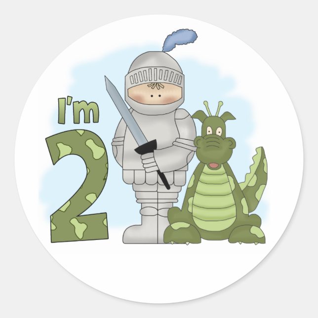Pegatina Redonda Dragon Knight 2º cumpleaños (Anverso)