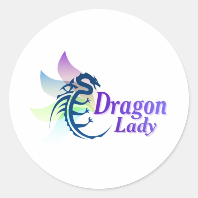Pegatina Redonda Dragon Lady (Anverso)