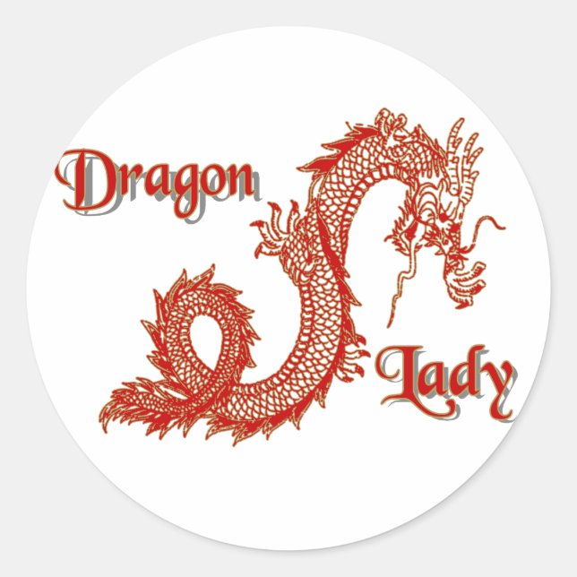 Pegatina Redonda Dragon Lady (Anverso)