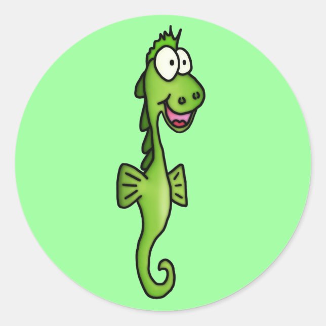 Pegatina Redonda Dragón marino (Anverso)