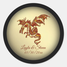 Pegatina Redonda Dragon on Gold Personal