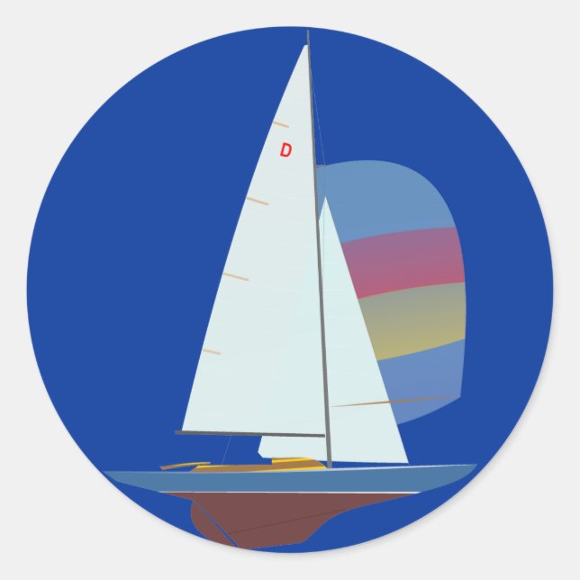 Pegatina Redonda Dragon One Design Carreras Sailboat (Anverso)