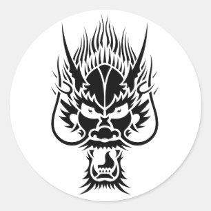 Pegatina Redonda Dragón oriental