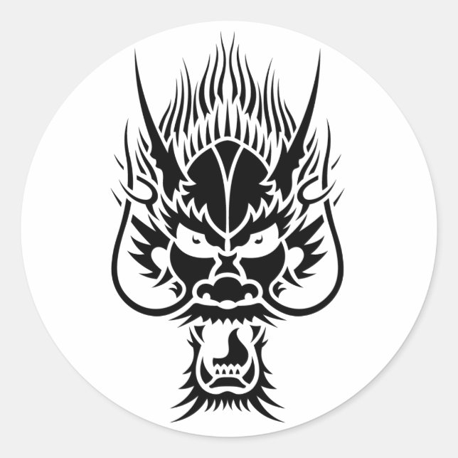 Pegatina Redonda Dragón oriental (Anverso)