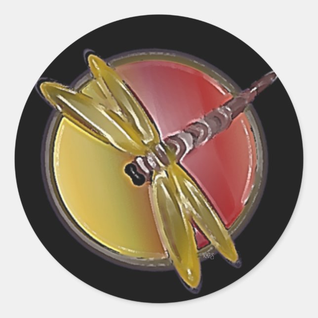 Pegatina Redonda Dragón pintado (Anverso)