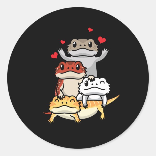 Pegatina Redonda Dragon Pogona con barba (Anverso)
