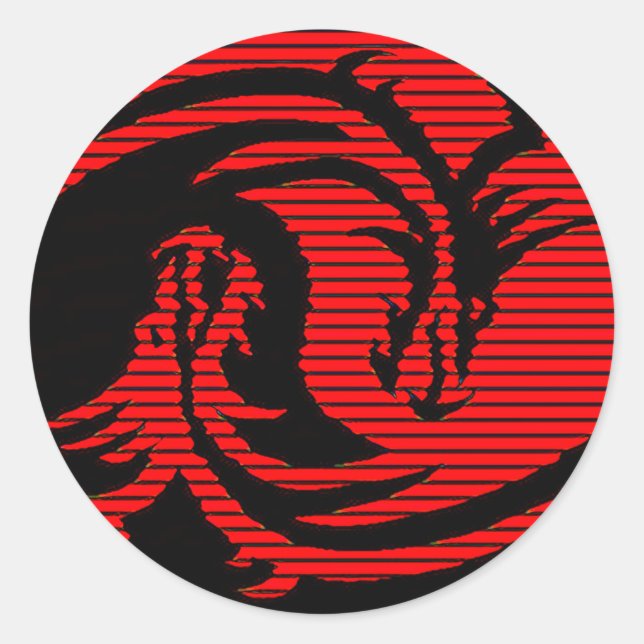 Pegatina Redonda Dragón rojo (Anverso)